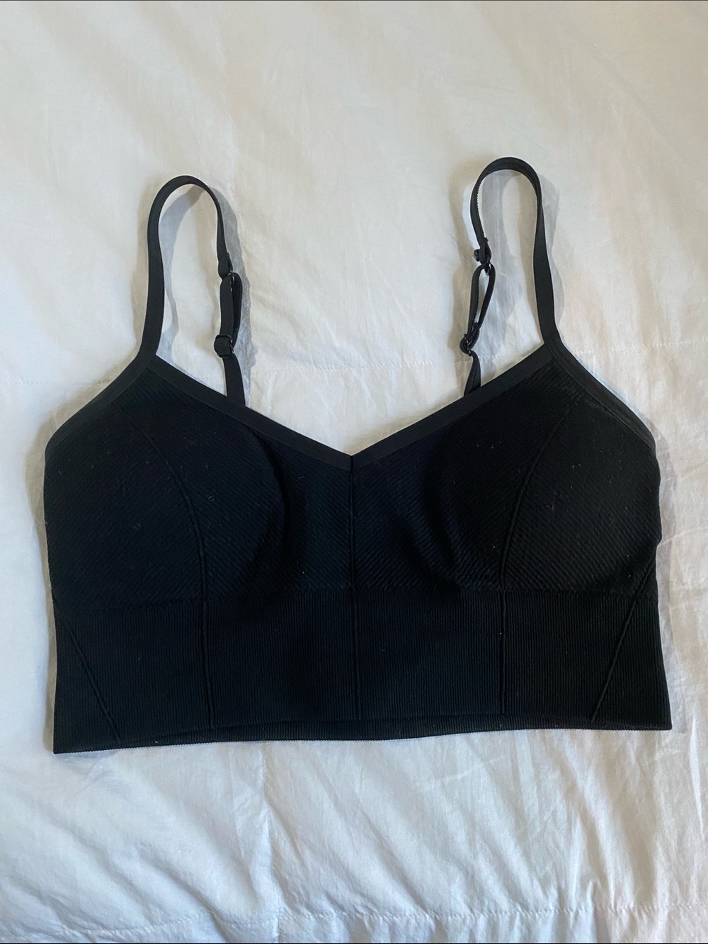 aerie Black Longline Bralette with Adjustable Straps